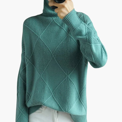 Pull Femme Col Roulé Rayé Moderne