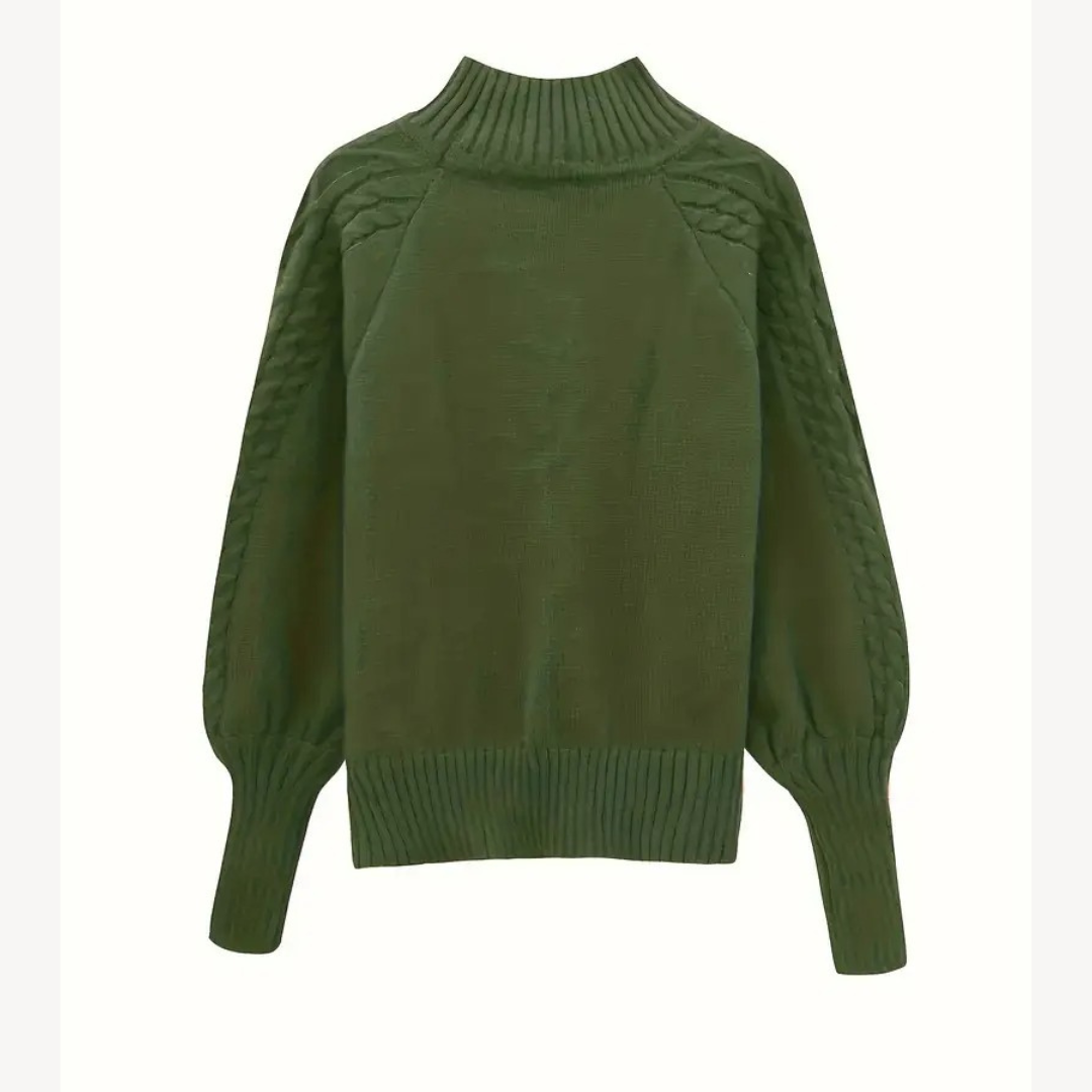 Pull à col roulé en maille torsadée pour femme 0