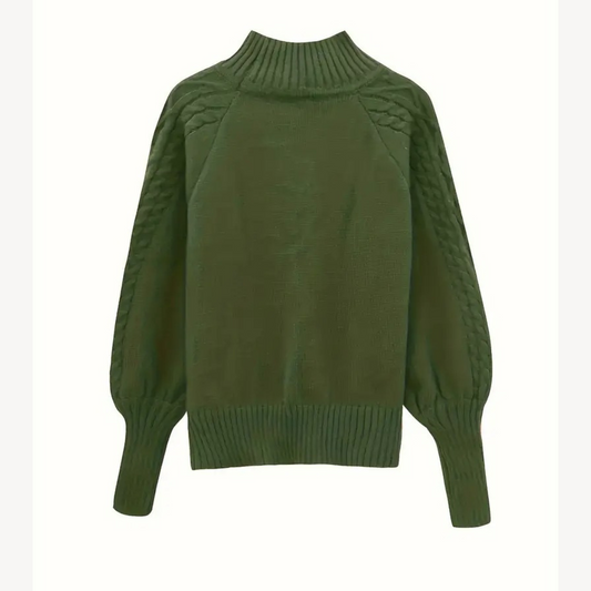 Pull à col roulé en maille torsadée pour femme 0