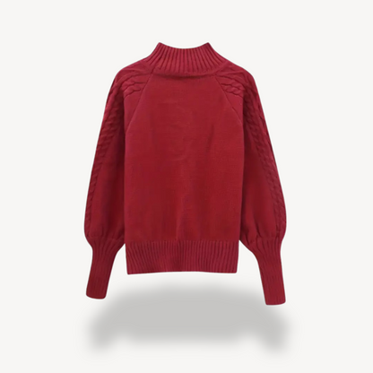 Pull à col roulé en maille torsadée pour femme 4