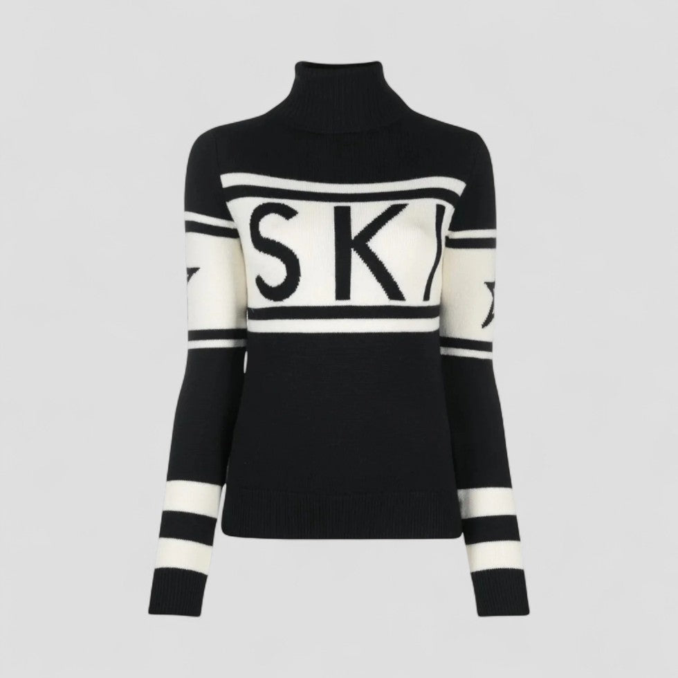 Pull de ski en laine mérinos pour femme, col roulé, tricot d'hiver 0