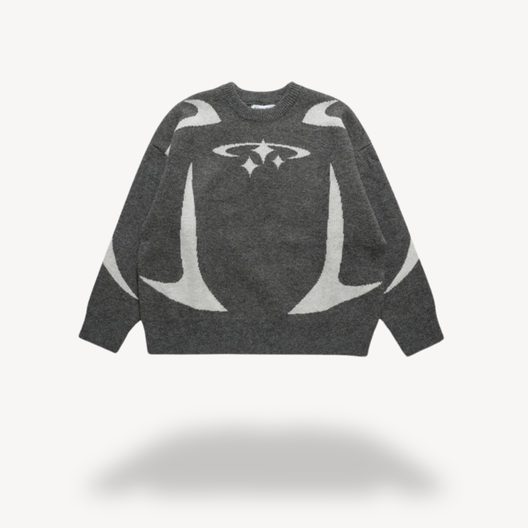 Pull unisexe à col rond en maille graphique 2