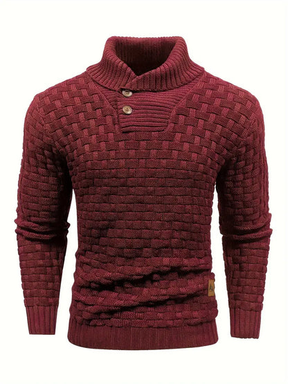 Pull Homme Col Montant Chaud et Élégant en Maille Douce