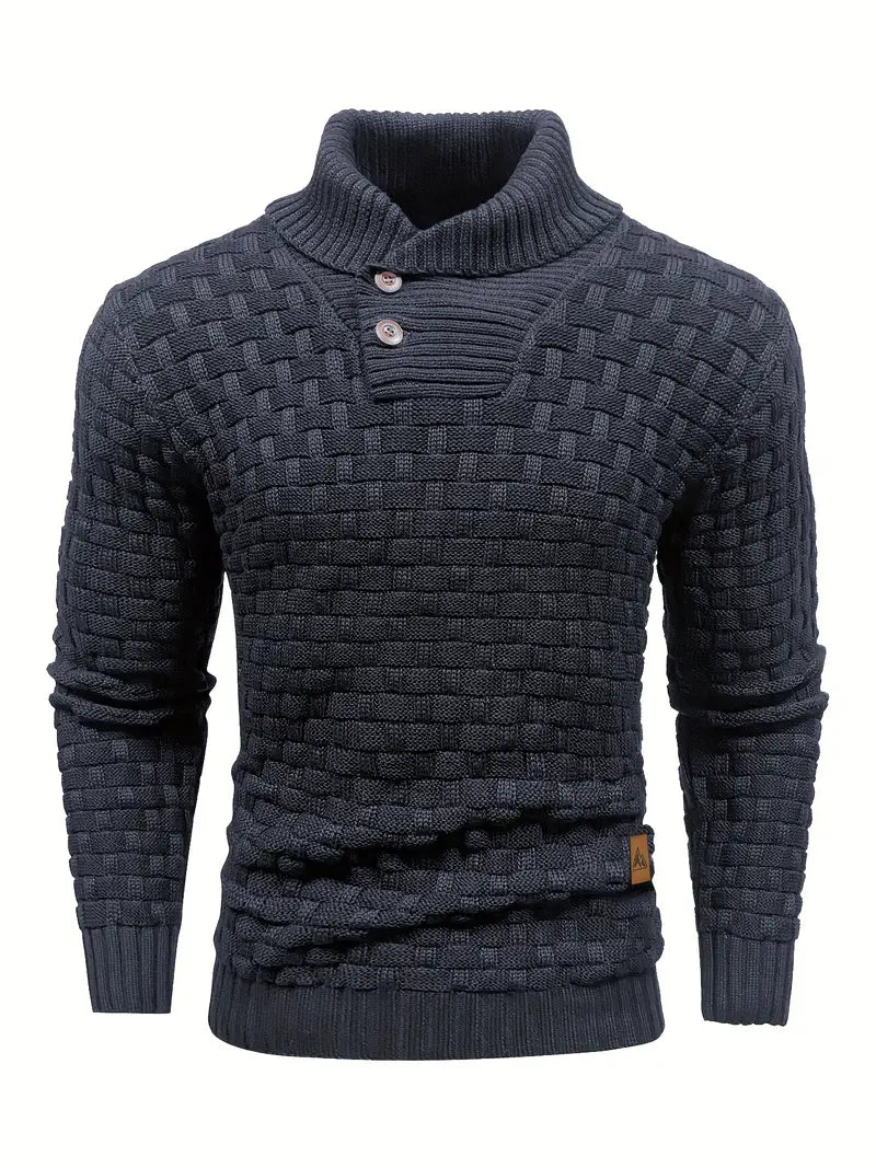 Pull Homme Col Montant Chaud et Élégant en Maille Douce