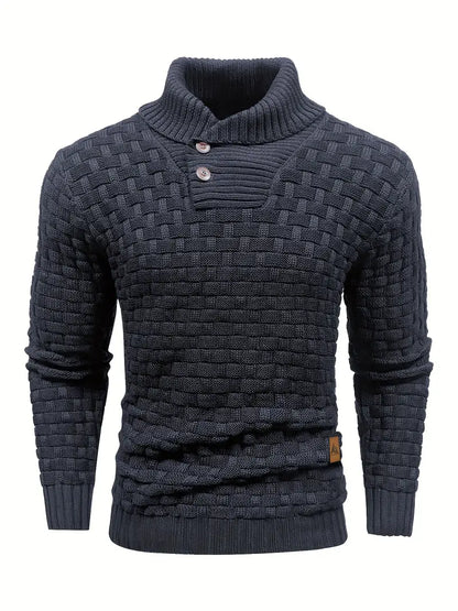 Pull Homme Col Montant Chaud et Élégant en Maille Douce