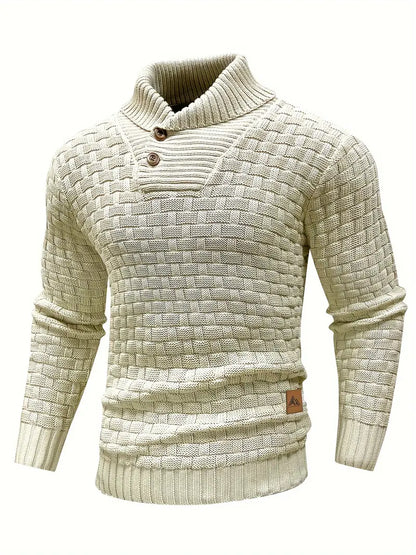 Pull Homme Col Montant Chaud et Élégant en Maille Douce