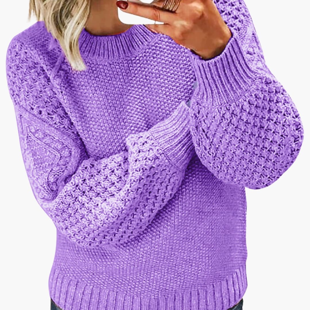 Pull femme chic manches longues brodées