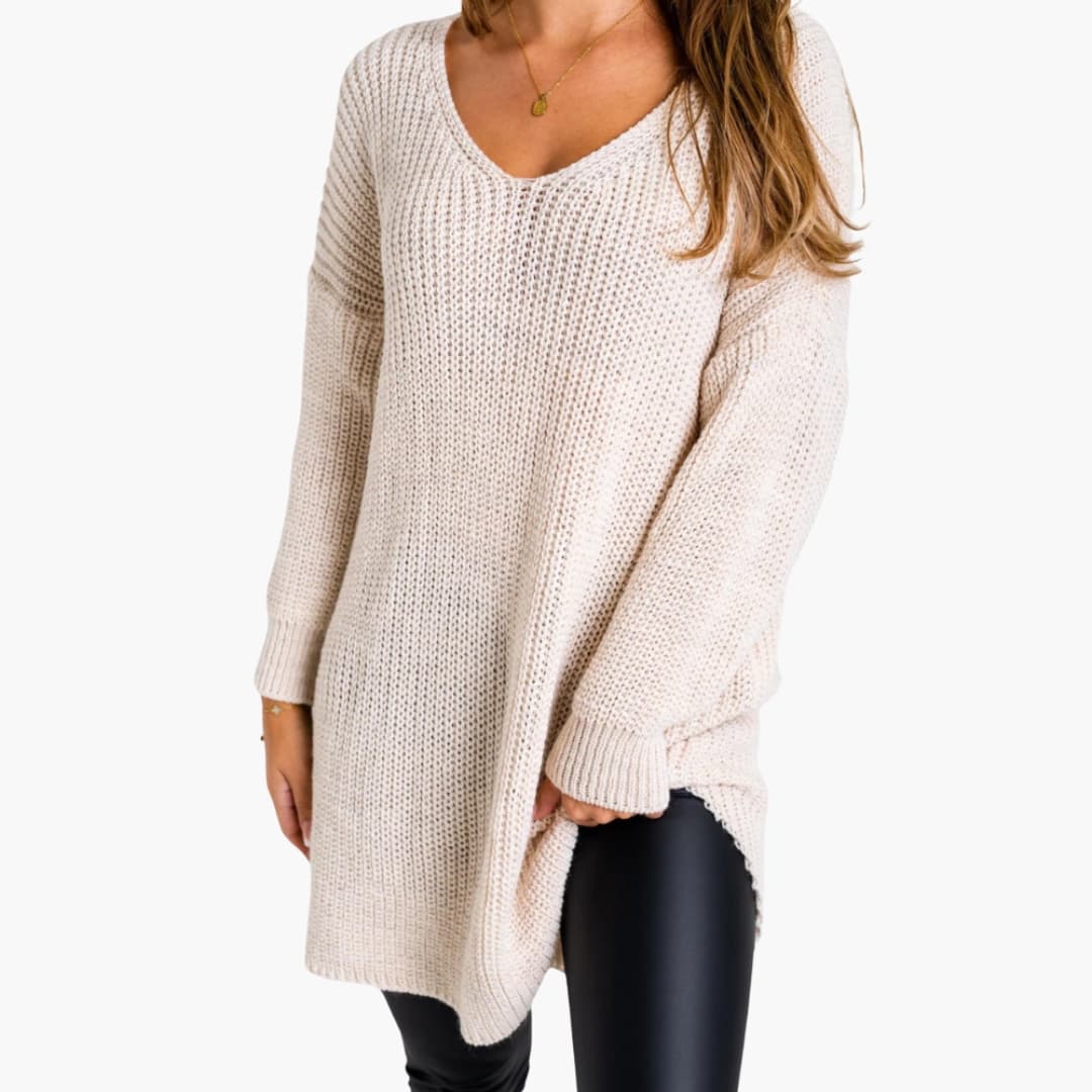 Pull Femme Col V Chaud et Élégant - PanierRoyale