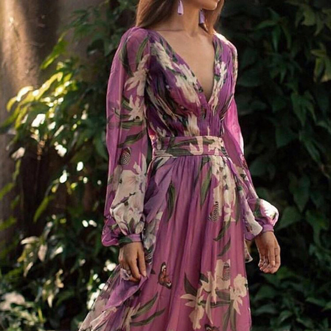 Robe Été Femme Longue en Léger Pourpre - PanierRoyale