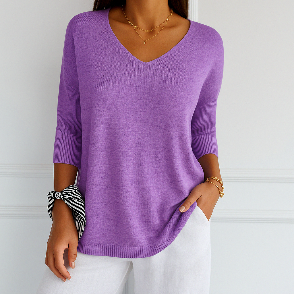 Pull Femme Col V Léger et Confortable