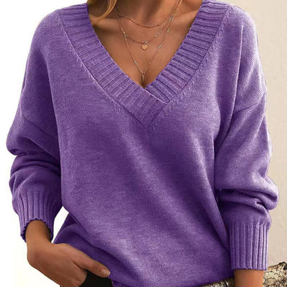 Pull Femme Décolleté Col V Oversize Chic