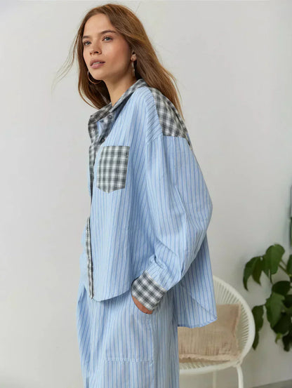 Robe et Haut Imprimé Carreaux pour Femme Printemps