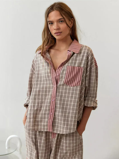Robe et Haut Imprimé Carreaux pour Femme Printemps - BerlinGlamour