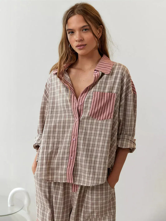 Robe et Haut Imprimé Carreaux pour Femme Printemps - BerlinGlamour