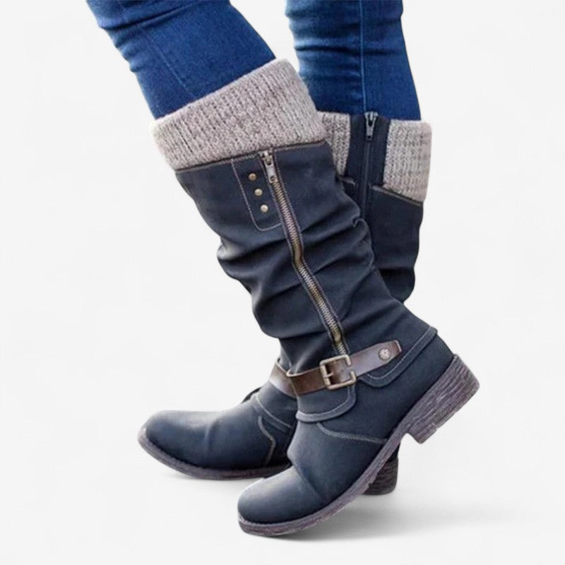 Bottes Hauts Talons Femme Élégantes à Lacets