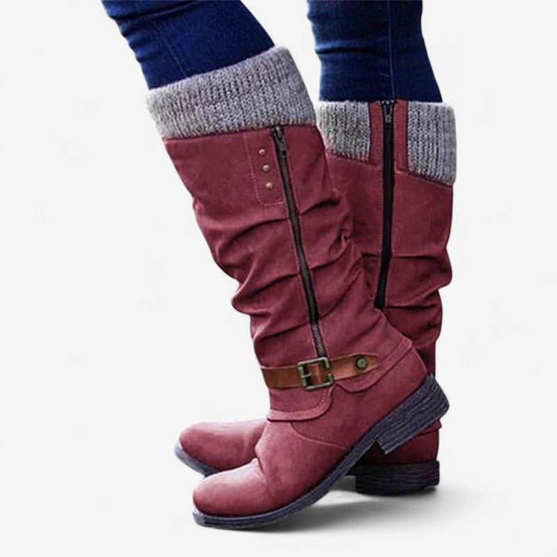 Bottes Hauts Talons Femme Élégantes à Lacets - PanierRoyale