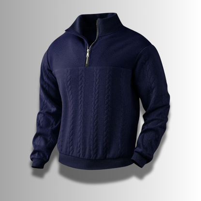 Pull Homme Marron à Fermeture Éclair Très Chaud
