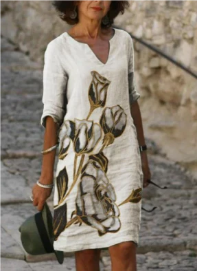 Robe Femme Manches Longues Imprimé Abstrait Élégant - BerlinGlamour