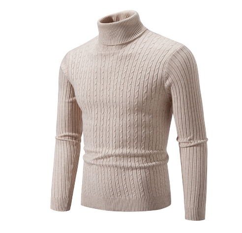 Pull Laine Châle Brun Hiver Col Roulé