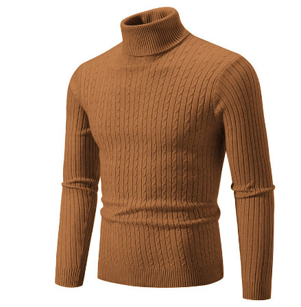 Pull Laine Châle Brun Hiver Col Roulé