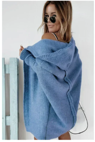 Cardigan Femme Long Capuche Doux Hiver