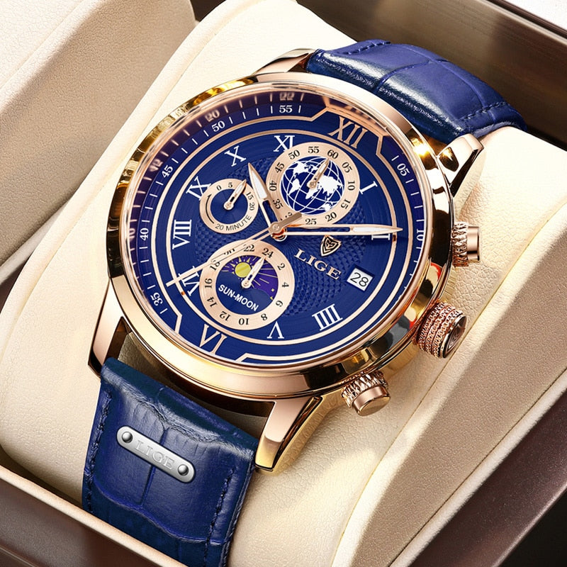 Montre Chronographe Cuir Homme Élégante
