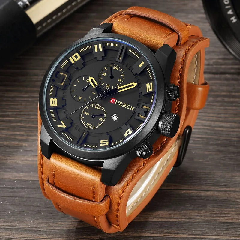 Montre Chronographe Homme Cuir Élégant