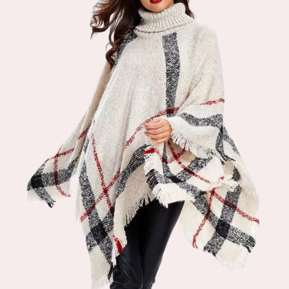 Poncho Femme Tricoté Col Montant Élégant - PanierRoyale