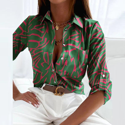 Blouse Femme Col Vague Décontractée Automne