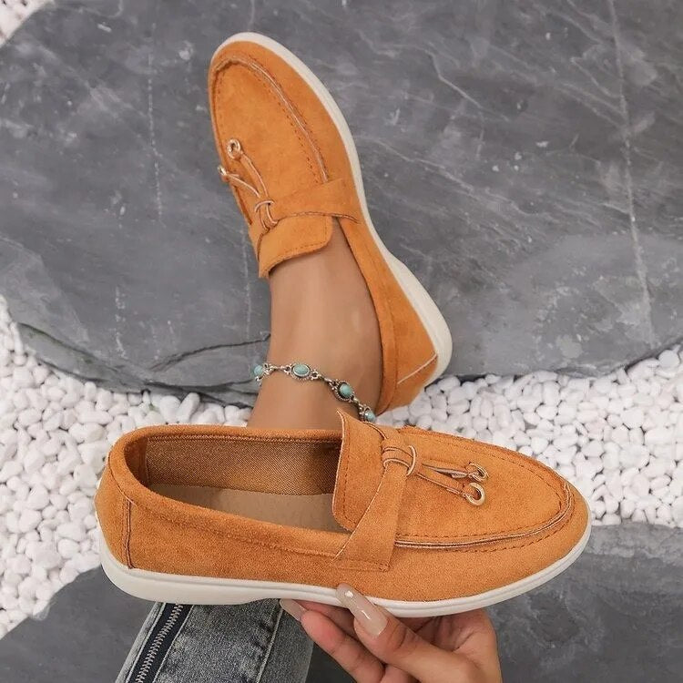 Mocassins Femmes Blanc Nubuck Décontractés Chic