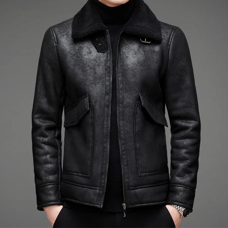 Blouson Cuir Homme Vintage Élégant