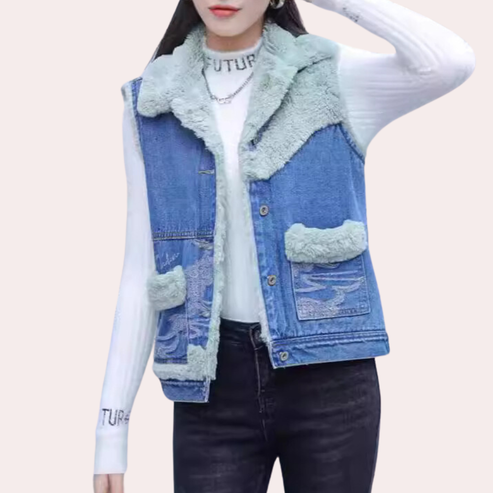 Gilet Jean Hiver Femme Chic et Élégant - PanierRoyale