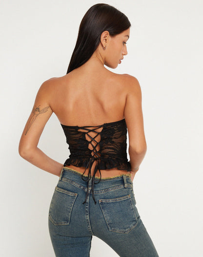 Top femme dentelle noire décolleté profond