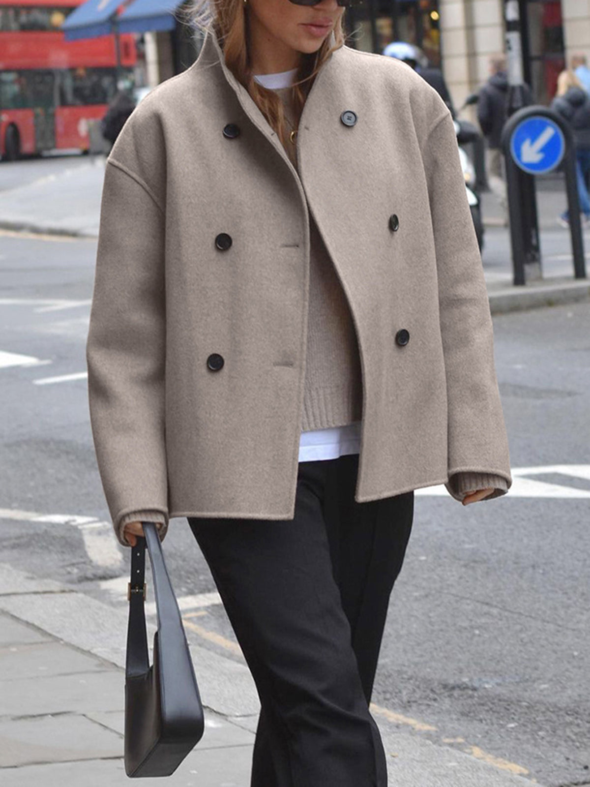 Manteau Femme Élégant Double Boutons Classique