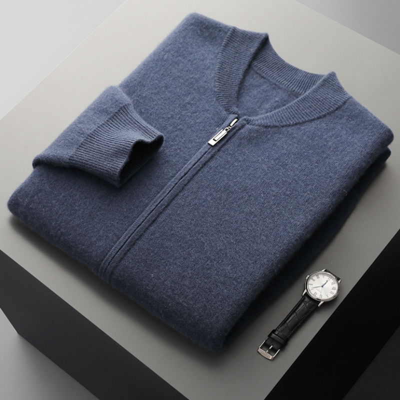 Cardigan Homme Laine Chaud et Élégant avec Fermeture Éclair