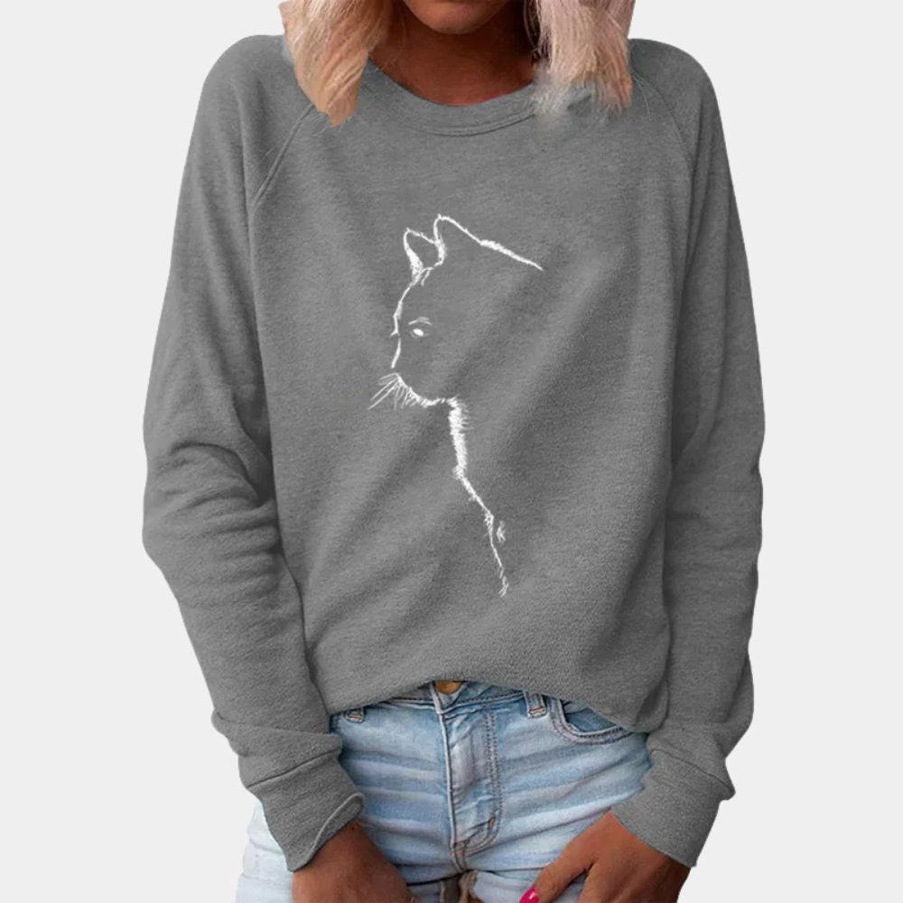 Pull Femme Chat Décontracté et Coloré