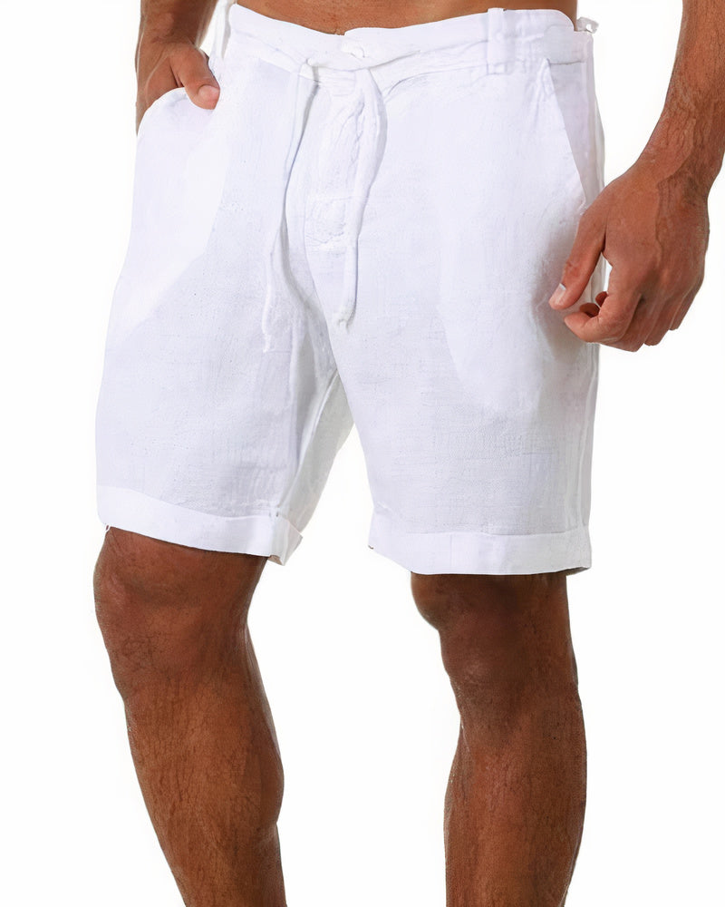 Short Homme Lin Élastique Beige Confortable