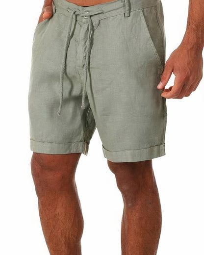 Short Homme Lin Élastique Beige Confortable