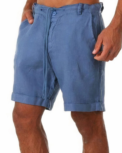 Short Homme Lin Élastique Beige Confortable