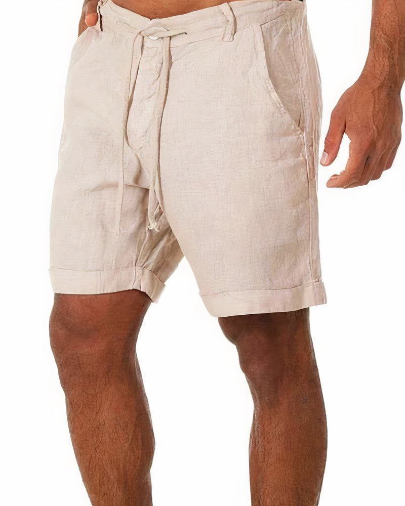 Short Homme Lin Élastique Beige Confortable - PanierRoyale