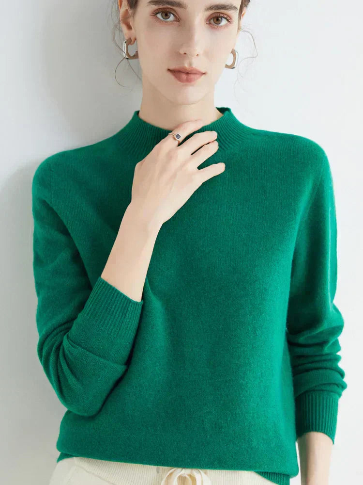 Pull en Cachemire Vert Émeraude Féminin Chaud