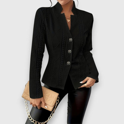 Blazer Féminin Tricoté à Manches Longues Boutonné