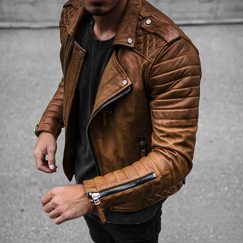 Blouson Cuir Homme Noir Élégant