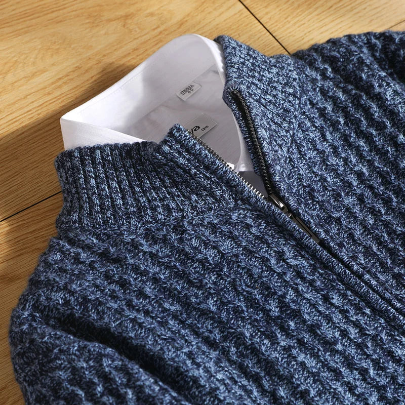 Pull En Merinos Doublé ZipPour Homme