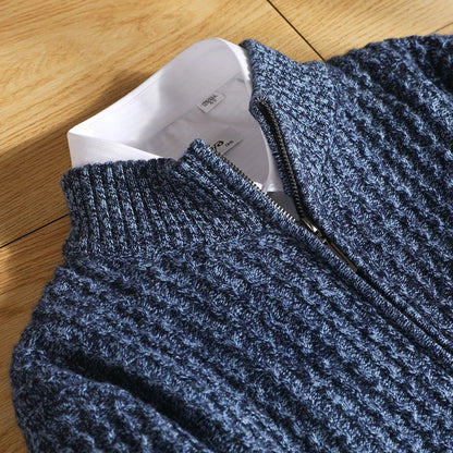 Pull En Merinos Doublé ZipPour Homme
