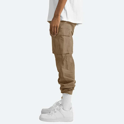 Pantalon Trekking Homme Confort - Pantalon Cargo avec Poches Multiples et Ceinture Adjustale