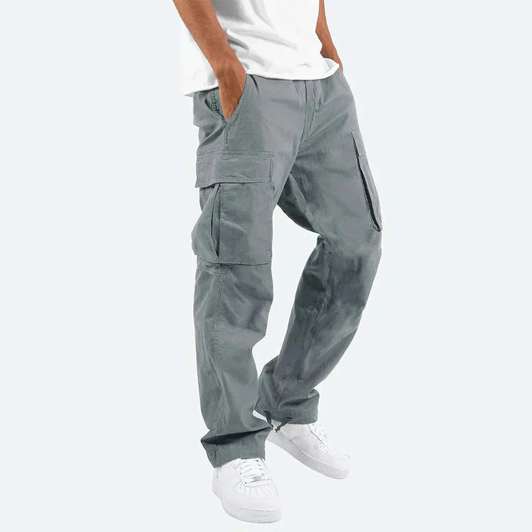 Pantalon Trekking Homme Confort - Pantalon Cargo avec Poches Multiples et Ceinture Adjustale