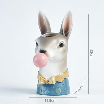 Vase Décoratif Fleuri avec Motifs Animaux Joyeux