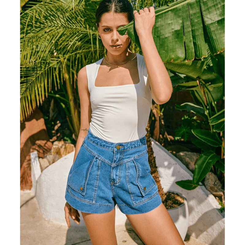 Pantalon Cargo Femme Été Court avec Poches