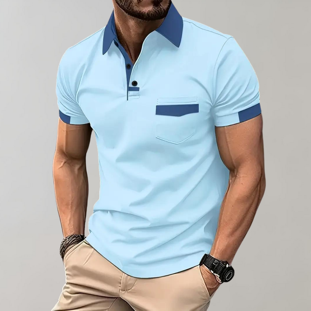 Polo Homme Manches Courtes Marine Classique